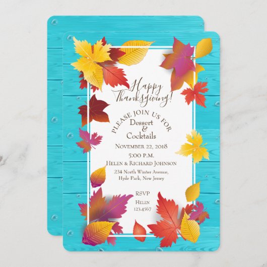 Thanksgiving Holiday Herfst Maple verlaat Waterver Kaart (Voorkant / Achterkant)