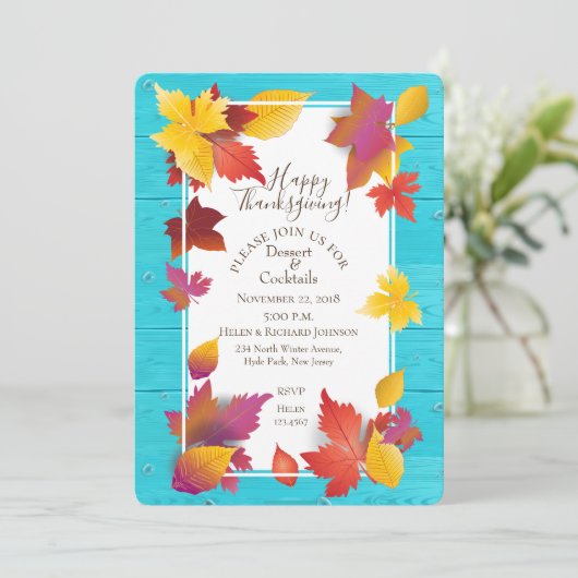 Thanksgiving Holiday Herfst Maple verlaat Waterver Kaart (Staand voorkant)