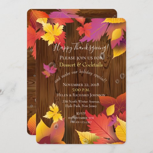 Thanksgiving Holiday Herfst Maple verlaat Waterver Kaart (Voorkant / Achterkant)