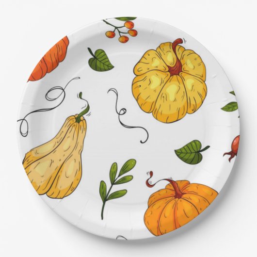 Thanksgiving Holiday Herfst Pumpkin Modern Sinaasa Papieren Bordje (Voorkant)