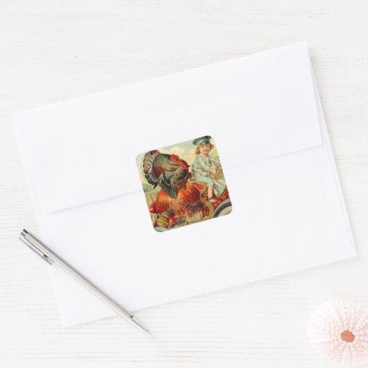  Thanksgiving Holiday kalkoen Square Sticker (Envelop)