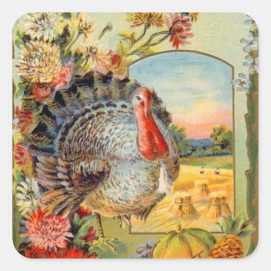  Thanksgiving Holiday kalkoen Vierkante Sticker (Voorkant)
