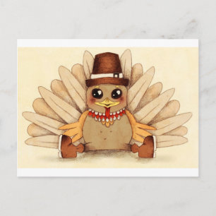 Thanksgiving Holiday Turkey Pilgrim Art Drawing Feestdagenkaart