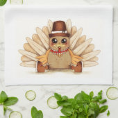 Thanksgiving Holiday Turkey Pilgrim Art Drawing Theedoek (Gevouwen)