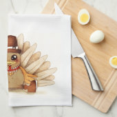 Thanksgiving Holiday Turkey Pilgrim Art Drawing Theedoek (Quarter Fold)
