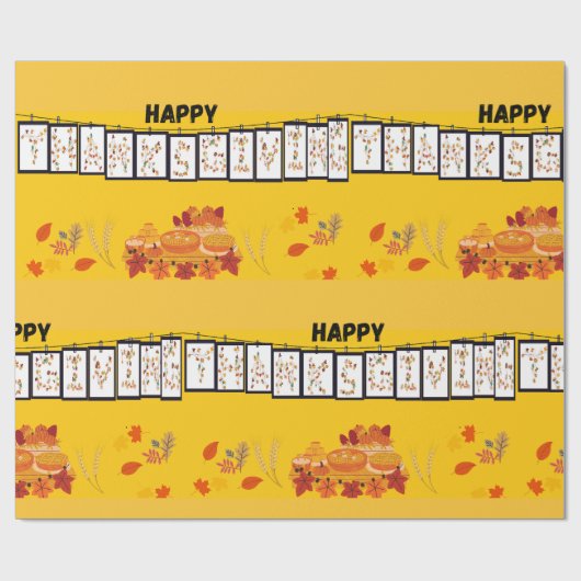 Thanksgiving Holiday Yellow Cadeaupapier (Vlak)