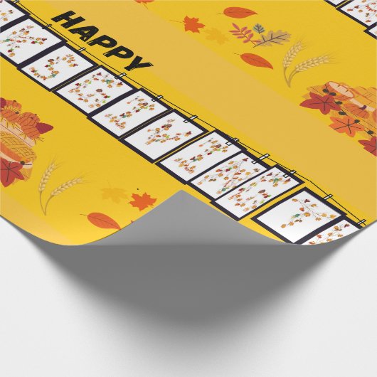 Thanksgiving Holiday Yellow Cadeaupapier (Hoek)