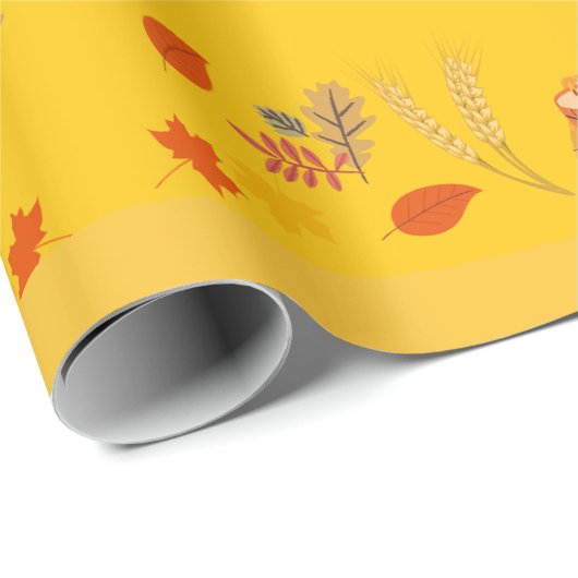 Thanksgiving Holiday Yellow Cadeaupapier (Rol Hoek)