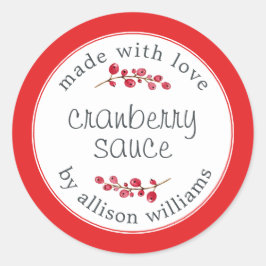 Thanksgiving Homemade Cranberry Sauce Bright Red Ronde Sticker