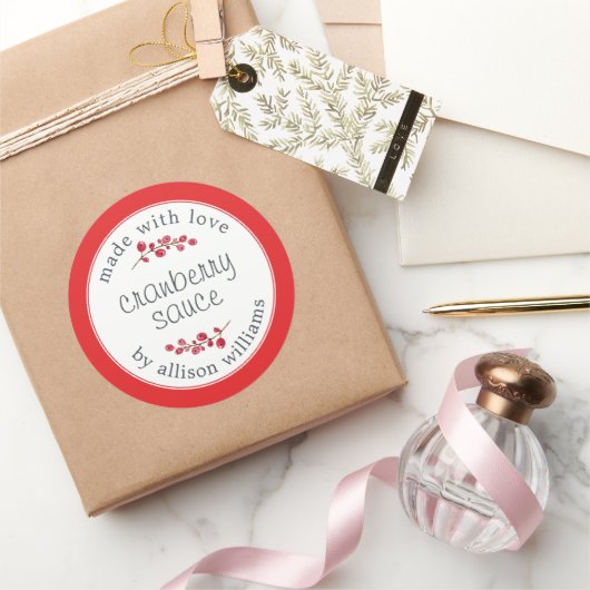 Thanksgiving Homemade Cranberry Sauce Bright Red Ronde Sticker (Geschenken)