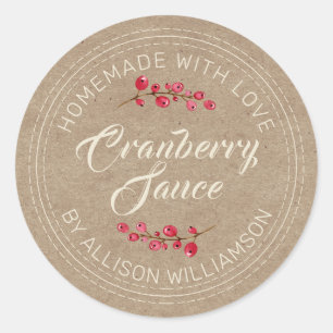 Thanksgiving Homemade Cranberry Sauce Kraft Paper Ronde Sticker