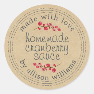 Thanksgiving Homemade Cranberry Sauce Kraft Ronde Sticker