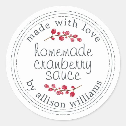 Thanksgiving Homemade Cranberry Sauce Ronde Sticker (Voorkant)