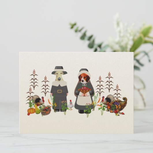 Thanksgiving Honden Kaart (Staand voorkant)