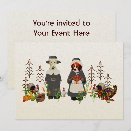 Thanksgiving Honden Kaart (Voorkant / Achterkant)