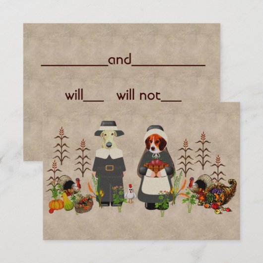 Thanksgiving Honden Kaart (Voorkant / Achterkant)