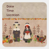 Thanksgiving Honden Vierkante Sticker (Voorkant)