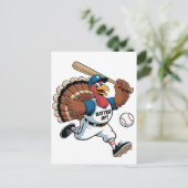 Thanksgiving honkbal Turkije Batter Gobbler Aankondigingskaart (Staand voorkant)