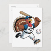 Thanksgiving honkbal Turkije Batter Gobbler Feestdagenkaart (Voorkant / Achterkant)