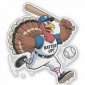 Thanksgiving honkbal Turkije Batter Gobbler Sticker (Voorkant)
