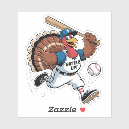Thanksgiving honkbal Turkije Batter Gobbler Sticker (Vel)