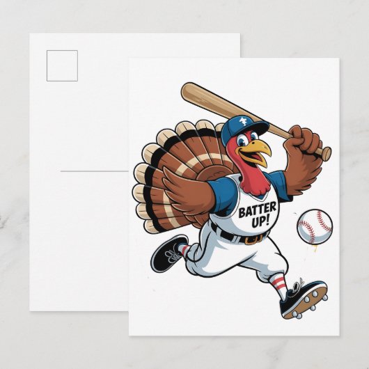 Thanksgiving honkbal Turkije Batter Gobbler Uitnodiging Briefkaart (Voorkant / Achterkant)