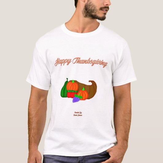 Thanksgiving hoorn des overvloeds Mannen wit basic T-shirt (Voorkant)