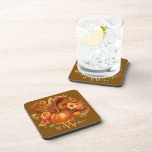 Thanksgiving Hoorn des Overvloeds Monogram Bier Onderzetter