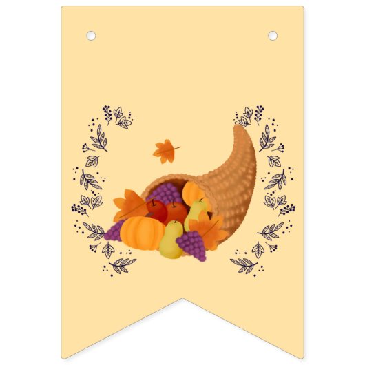 Thanksgiving hoorn des overvloeds op crème bunting vlaggetjes (Tweede vlag)