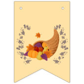 Thanksgiving hoorn des overvloeds op crème bunting vlaggetjes (Eerste vlag)