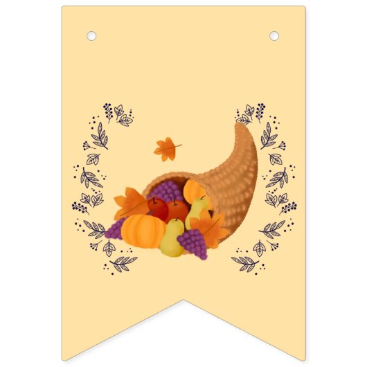 Thanksgiving hoorn des overvloeds op crème bunting vlaggetjes (Derde vlag)