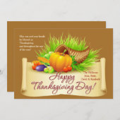 Thanksgiving Horn of Plenty Card Feestdagenkaart (Voorkant / Achterkant)
