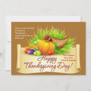 Thanksgiving Horn of Plenty Card Feestdagenkaart