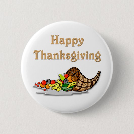 Thanksgiving Horn of Plenty Ronde Button 5,7 Cm (Voorkant)
