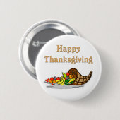 Thanksgiving Horn of Plenty Ronde Button 5,7 Cm (Voorkant /achterkant)