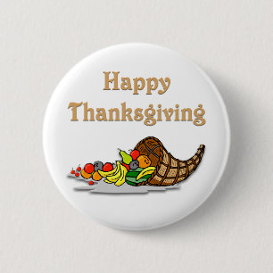 Thanksgiving Horn of Plenty Ronde Button 5,7 Cm