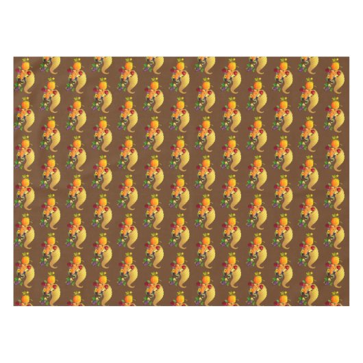 Thanksgiving Horn van Plenty op Brown Tafelkleed (Voorkant (Horizontaal))