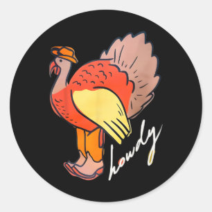 Thanksgiving Howdy Turkije Ronde Sticker