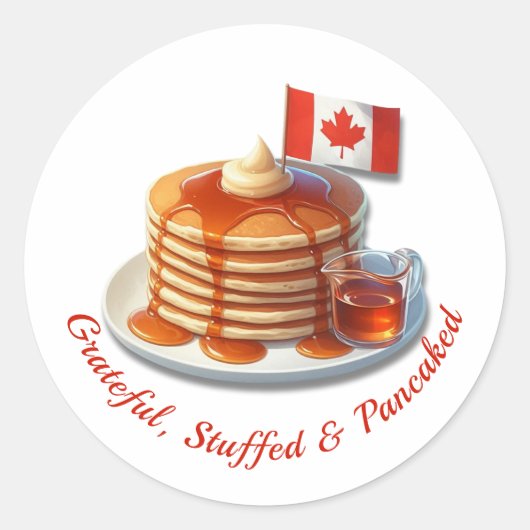 Thanksgiving Humor Canada | Maple Pannenkoeken & H Ronde Sticker (Voorkant)
