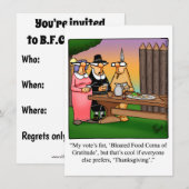 Thanksgiving Humor "Food Coma" Invitaties Kaart (Voorkant / Achterkant)