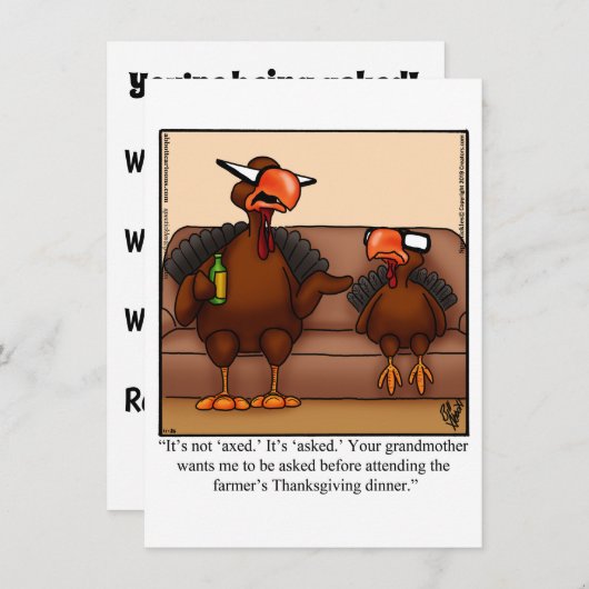 Thanksgiving Humor Invitatie Kaart (Voorkant / Achterkant)