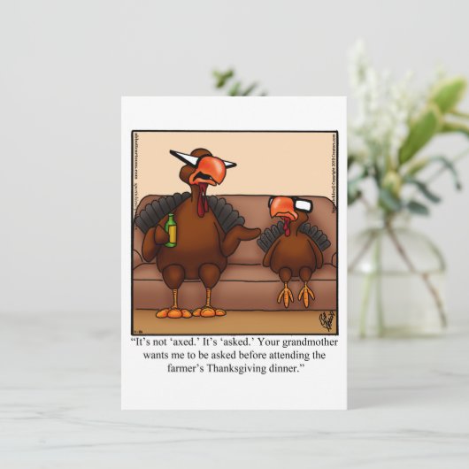 Thanksgiving Humor Invitatie Kaart (Staand voorkant)