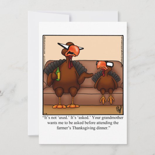 Thanksgiving Humor Invitatie Kaart (Voorkant)
