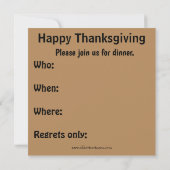 Thanksgiving Humor Invitatie Kaart (Achterkant)