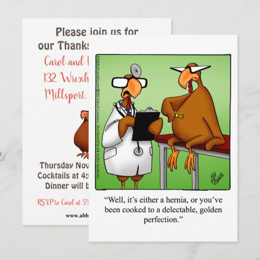 Thanksgiving Humor Invitatie Kaart (Voorkant / Achterkant)