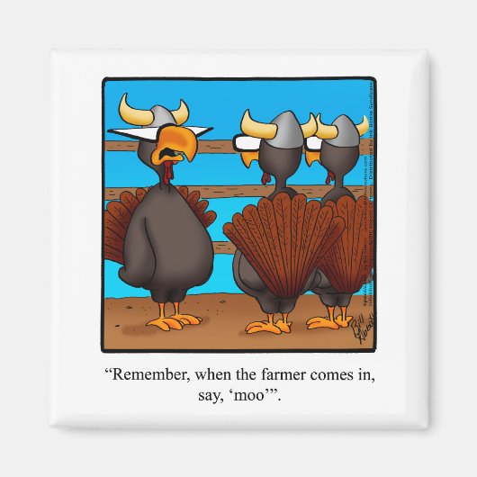 Thanksgiving Humor "Just Sat Moo" Magnet Gift (Voorkant)
