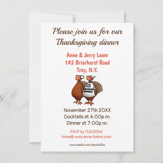Thanksgiving Humor Uitnodigingen "Spectickles" (Achterkant)
