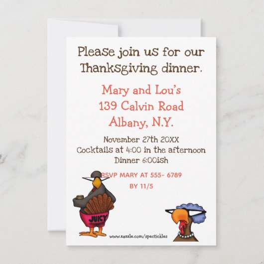 Thanksgiving Humor Uitnodigingen "Spectickles" (Achterkant)