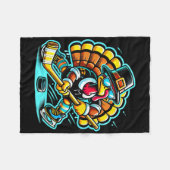 Thanksgiving Ice Hockey Turkey Day Fall Fleece Deken (Voorkant (Horizontaal))