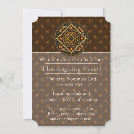 Thanksgiving Iconen Party Invitation Kaart (Voorkant)